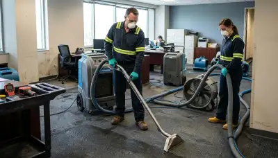 Commercial water damage restoration team in Meridian, ID with drying equipment