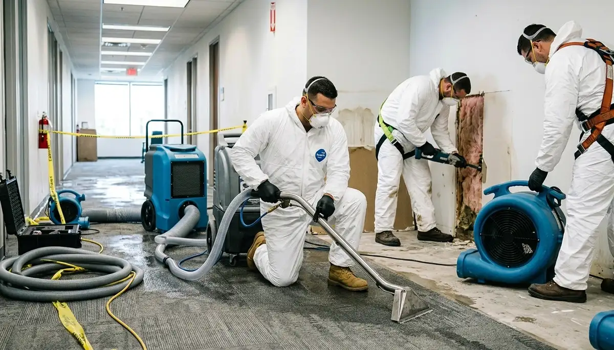 Commercial water damage restoration in Meridian, ID with rapid drying and cleanup equipment